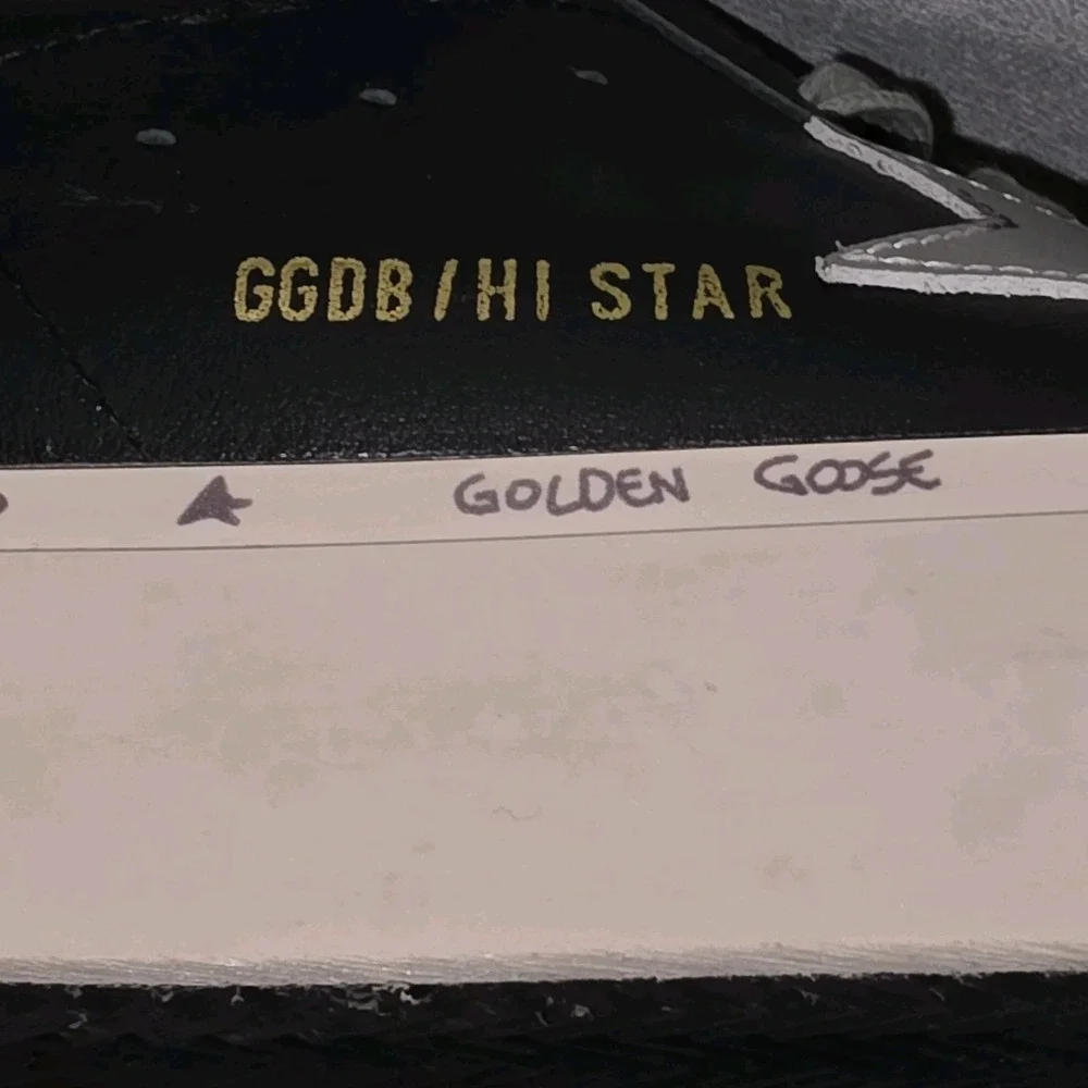 Golden Goose Hi Star Classic Shoes Womens Size 38 Black Silver Colorway Leather